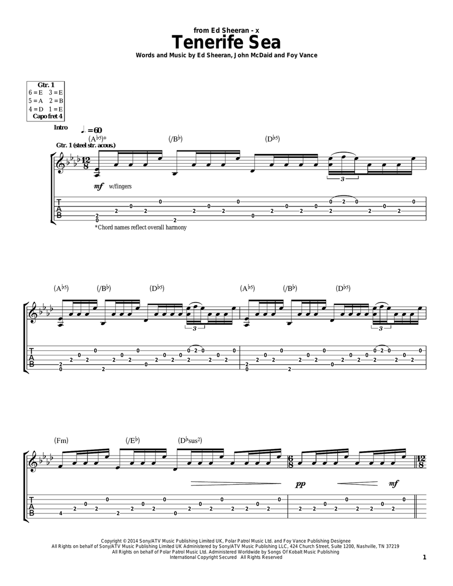 Tenerife Sea Acoustic Guitar scores gallery preview page 1