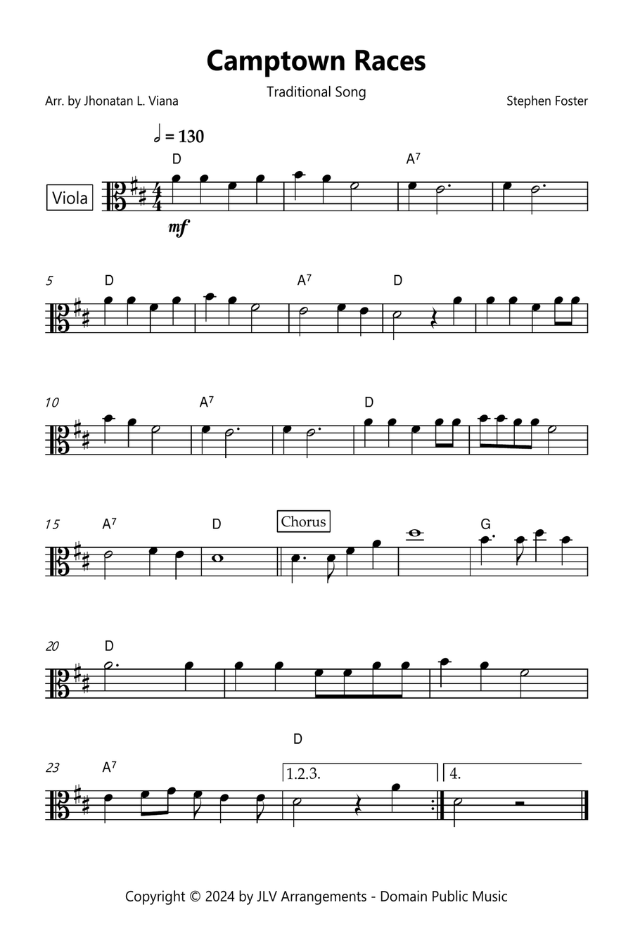Camptown Races Viola Solo scores gallery preview page 1
