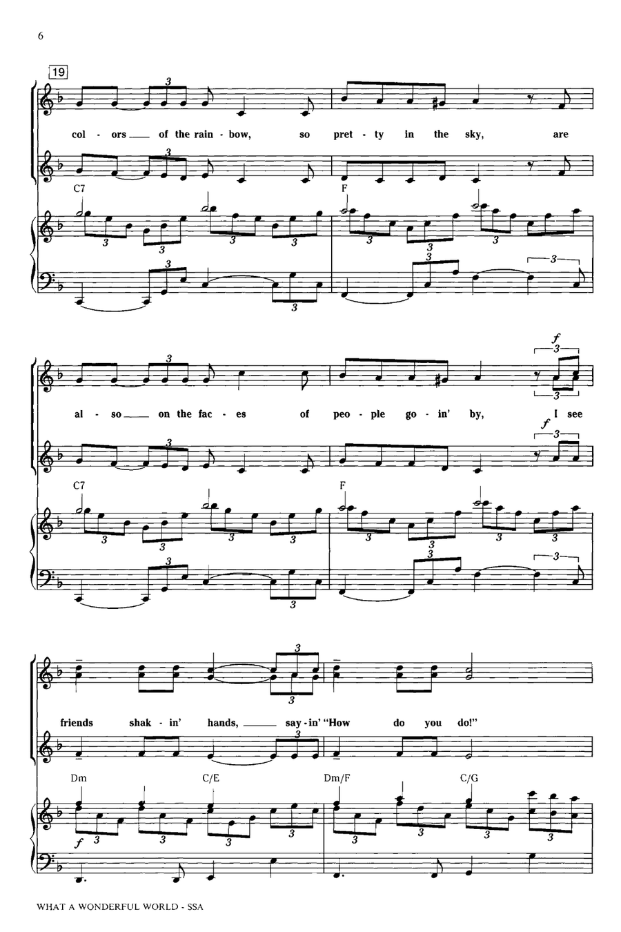 What A Wonderful World (arr. Mark Brymer) SSA scores gallery preview page 4