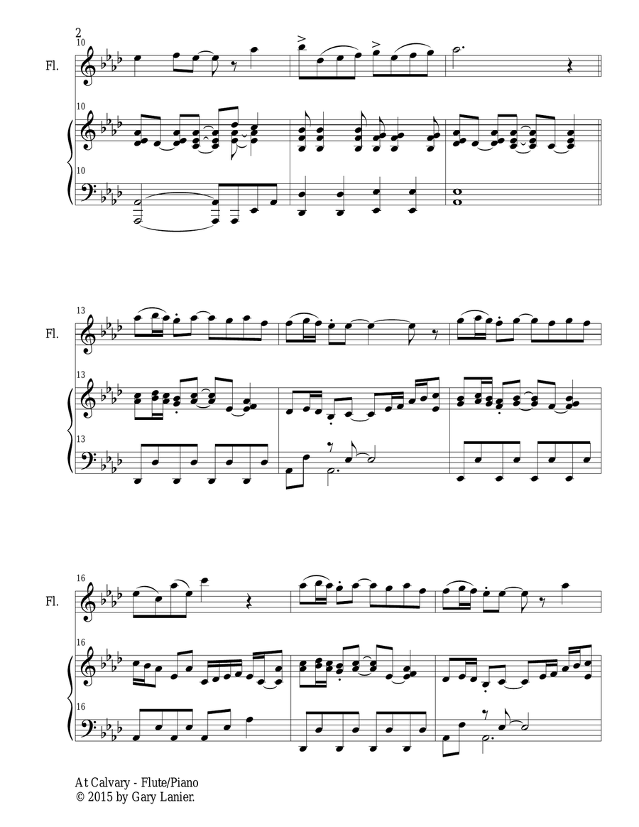 AT CALVARY (Duet – Flute and Piano/Score and Parts) Woodwind Duet scores gallery preview page 3