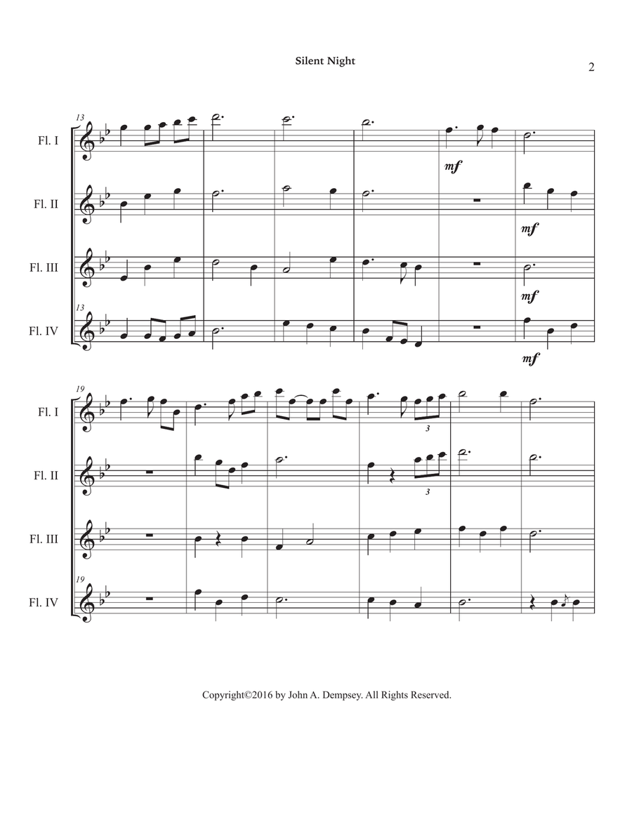 Silent Night (Flute Quartet) Flute Quartet scores gallery preview page 6