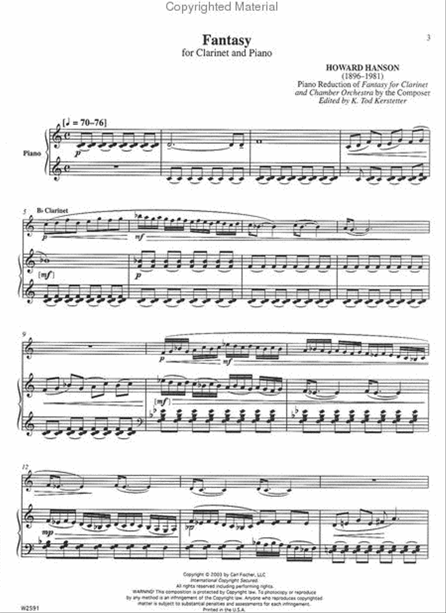 Fantasy For Clarinet And Piano Clarinet Solo scores gallery preview page 2