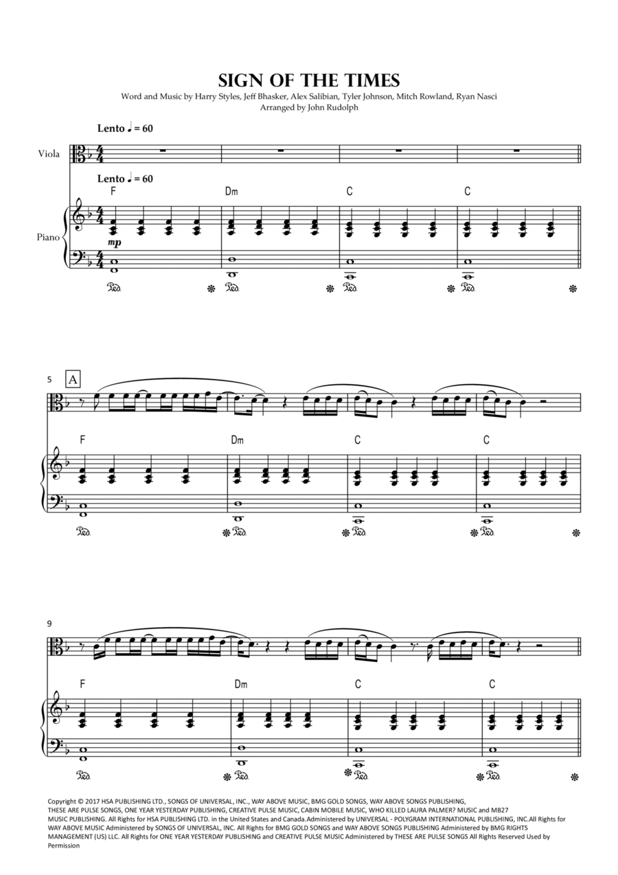 Sign Of The Times Sign Of The Times Viola scores gallery preview page 1