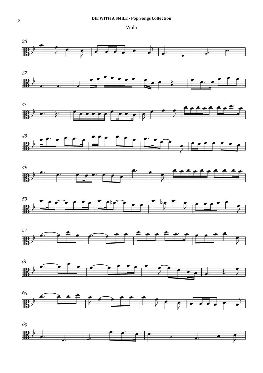 Die With A Smile Viola Solo scores gallery preview page 2