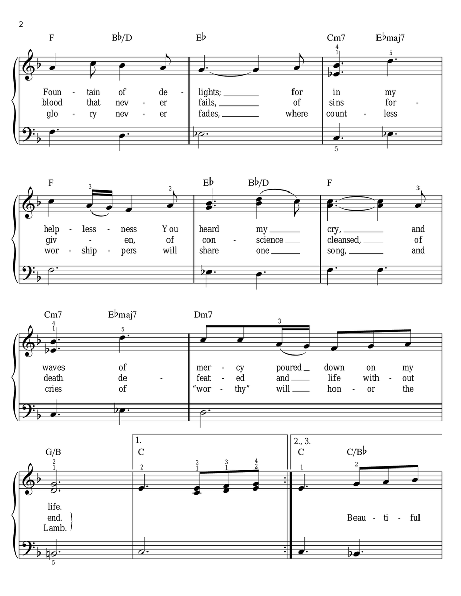 Beautiful Savior (All My Days) Easy Piano scores gallery preview page 2