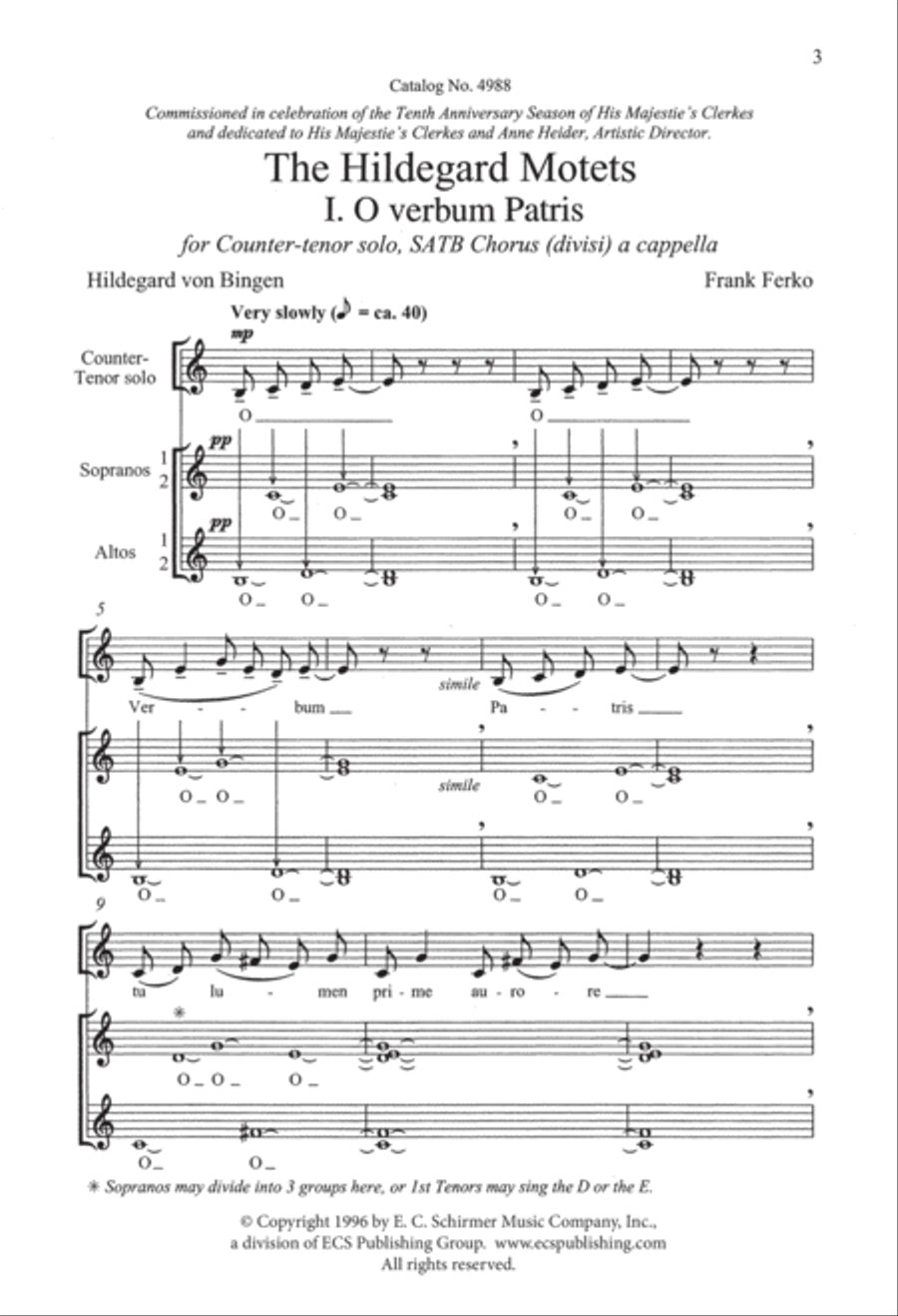 The Hildegard Motets: 1. O verbum Patris Divisi scores gallery preview page 3