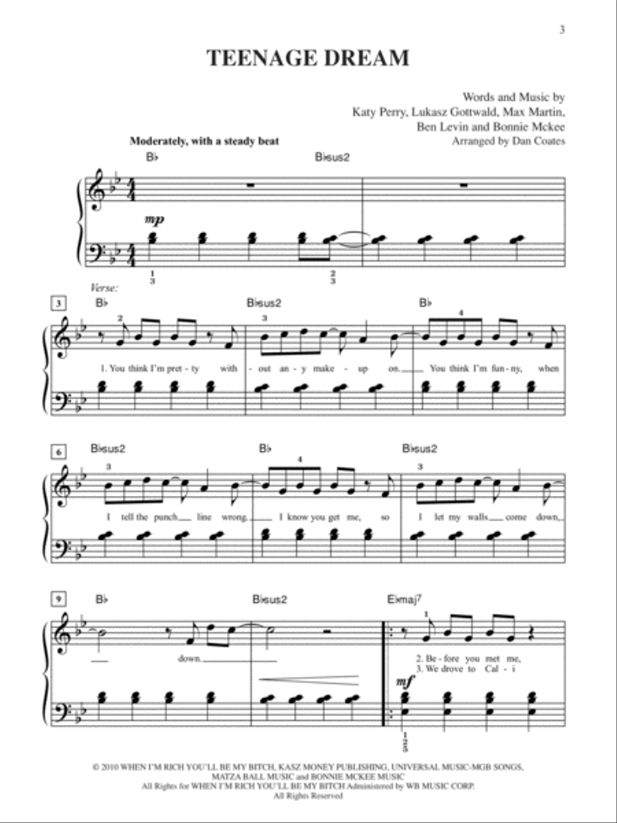 Teenage Dream Teenage Dream Easy Piano scores gallery preview page 1