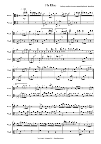 Für Elise for Viola Duet image number null