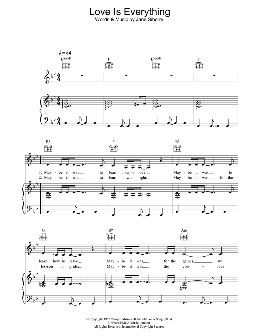 Love Is Everything Love Is Everything Piano, Vocal, Guitar scores gallery preview page 1