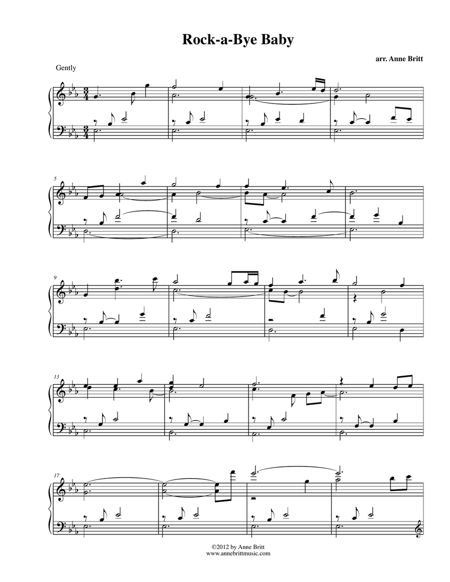 Rock-a-Bye Baby Rock-a-Bye Baby Piano Solo scores gallery preview page 1