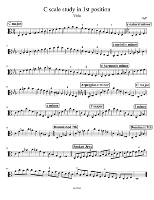 C scales and arpeggios (1st position) for viola