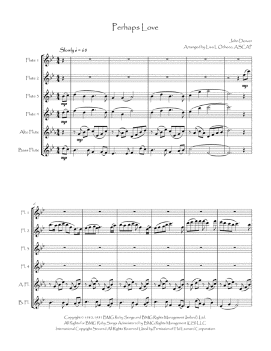 Perhaps Love Flute Choir scores gallery preview page 5