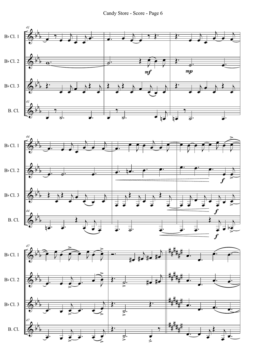 Candy Store Clarinet Quartet scores gallery preview page 6