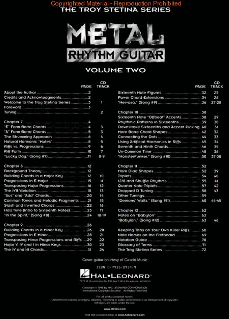 Metal Rhythm Guitar Vol. 2 by Troy Stetina Electric Guitar