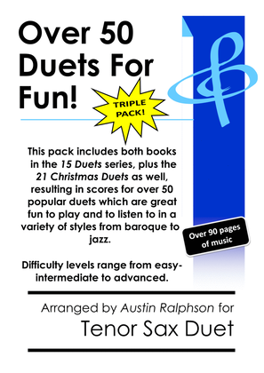 TRIPLE PACK of Tenor Sax Duets - contains over 50 duets including Christmas, classical and jazz