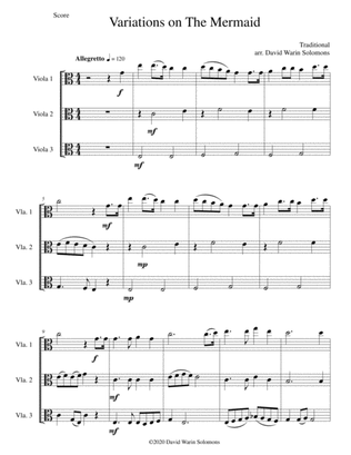 Variations on The Mermaid for viola trio