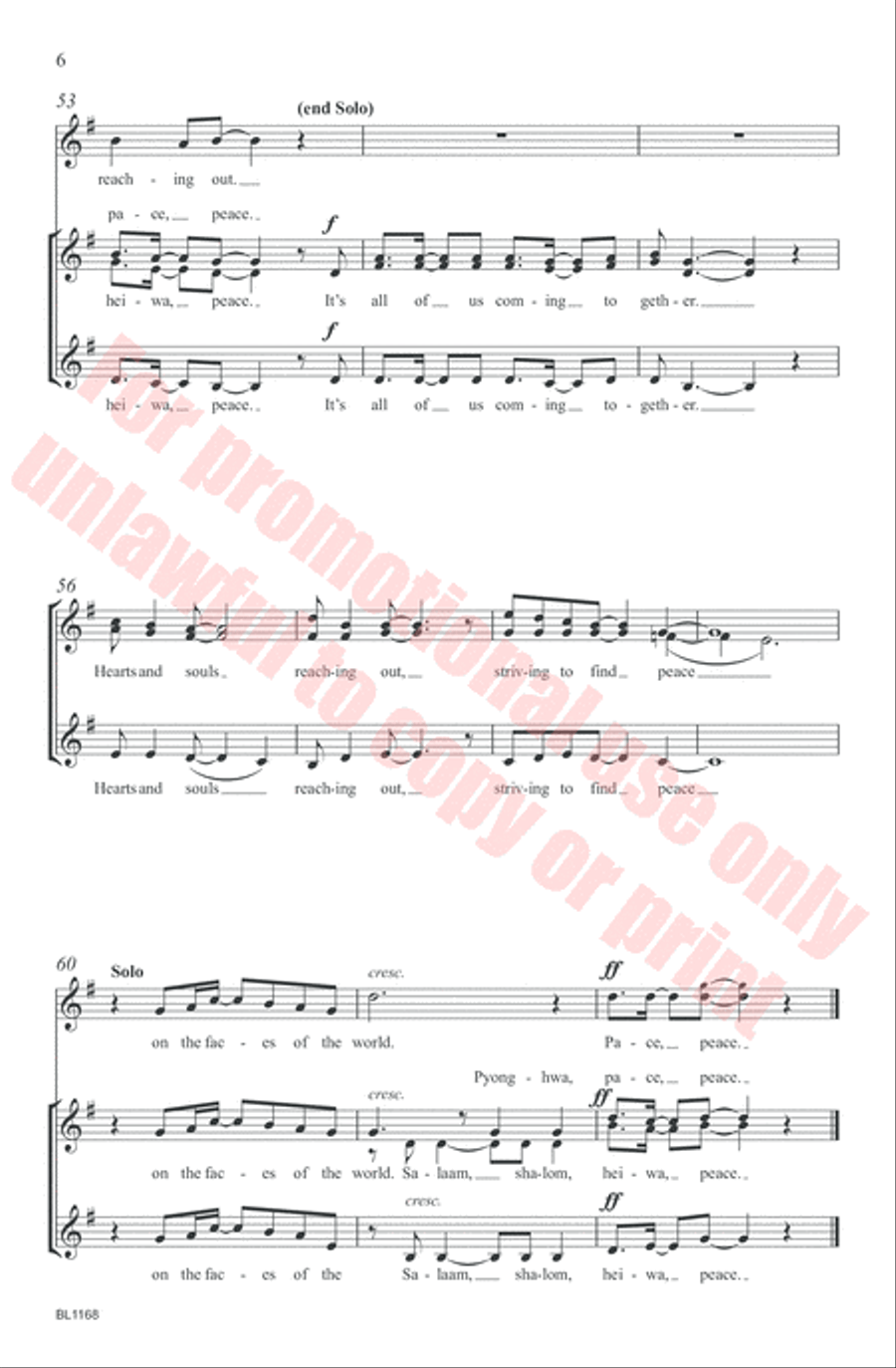 On the Faces of the World Choir scores gallery preview page 6