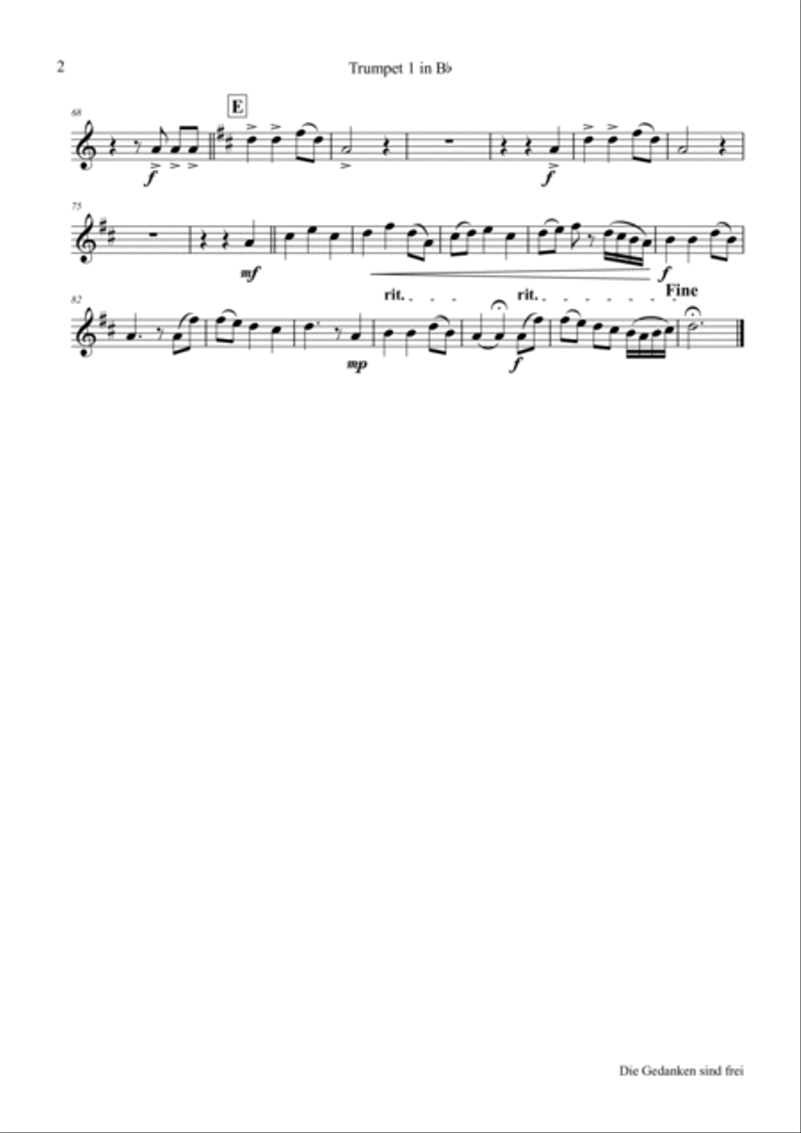Die Gedanken sind frei - (Thoughts are free) - German Folk Song - Brass Quintet Brass Quintet scores gallery preview page 6