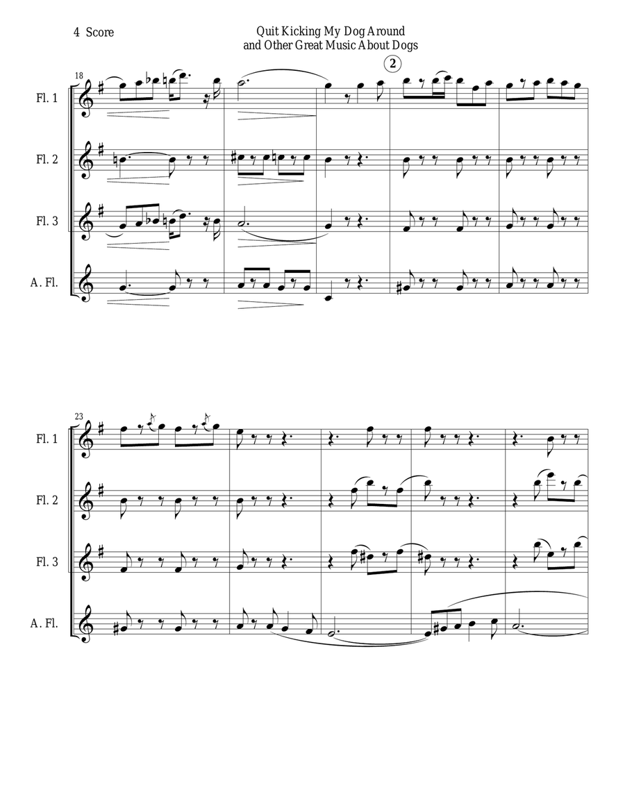 Quit Kicking My Dog Around and Other Great Music about Dogs for Flute Quartet Flute Quartet scores gallery preview page 4
