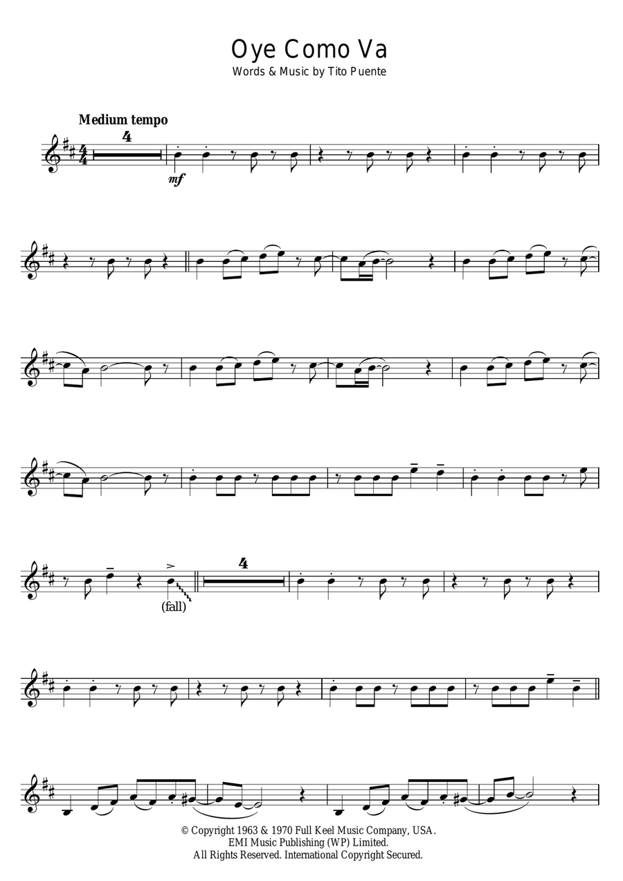 Oye Como Va Trumpet Solo scores gallery preview page 1
