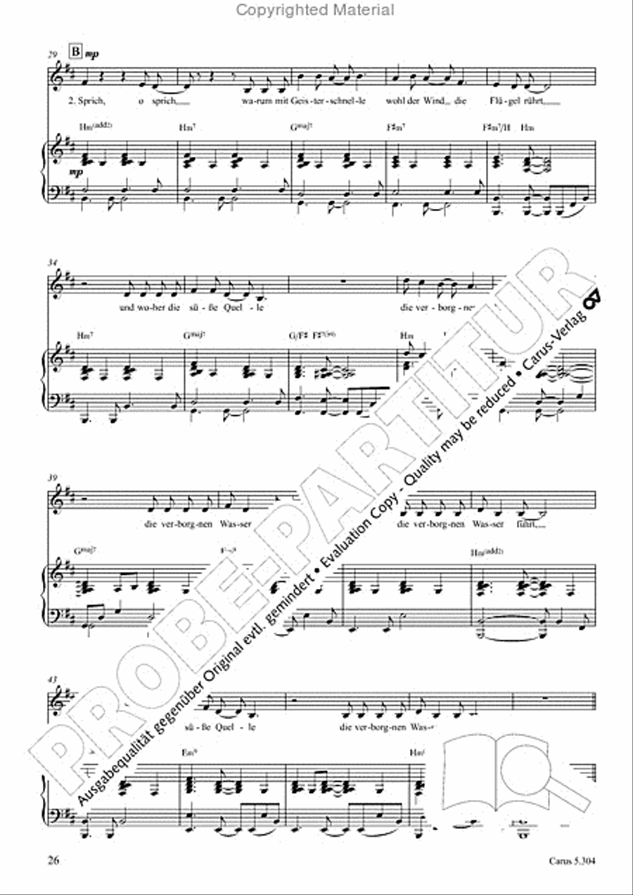 Schindler: Rosenzeit. Ein Liederzyklus uber die Liebe. Chansons fur Singstimme und Klavier Piano scores gallery preview page 27