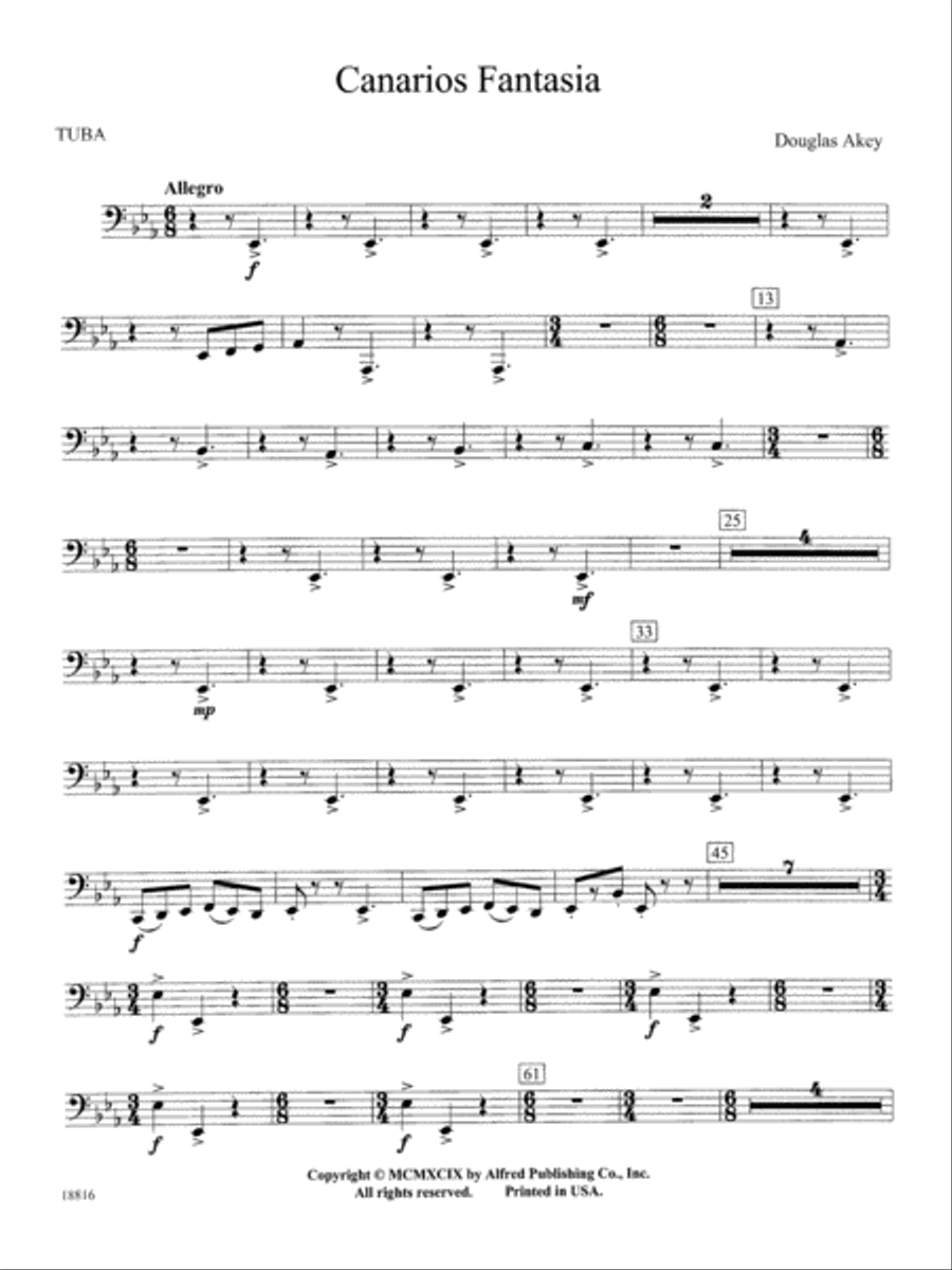 Canarios Fantasia: Tuba Canarios Fantasia: Tuba Concert Band scores gallery preview page 1