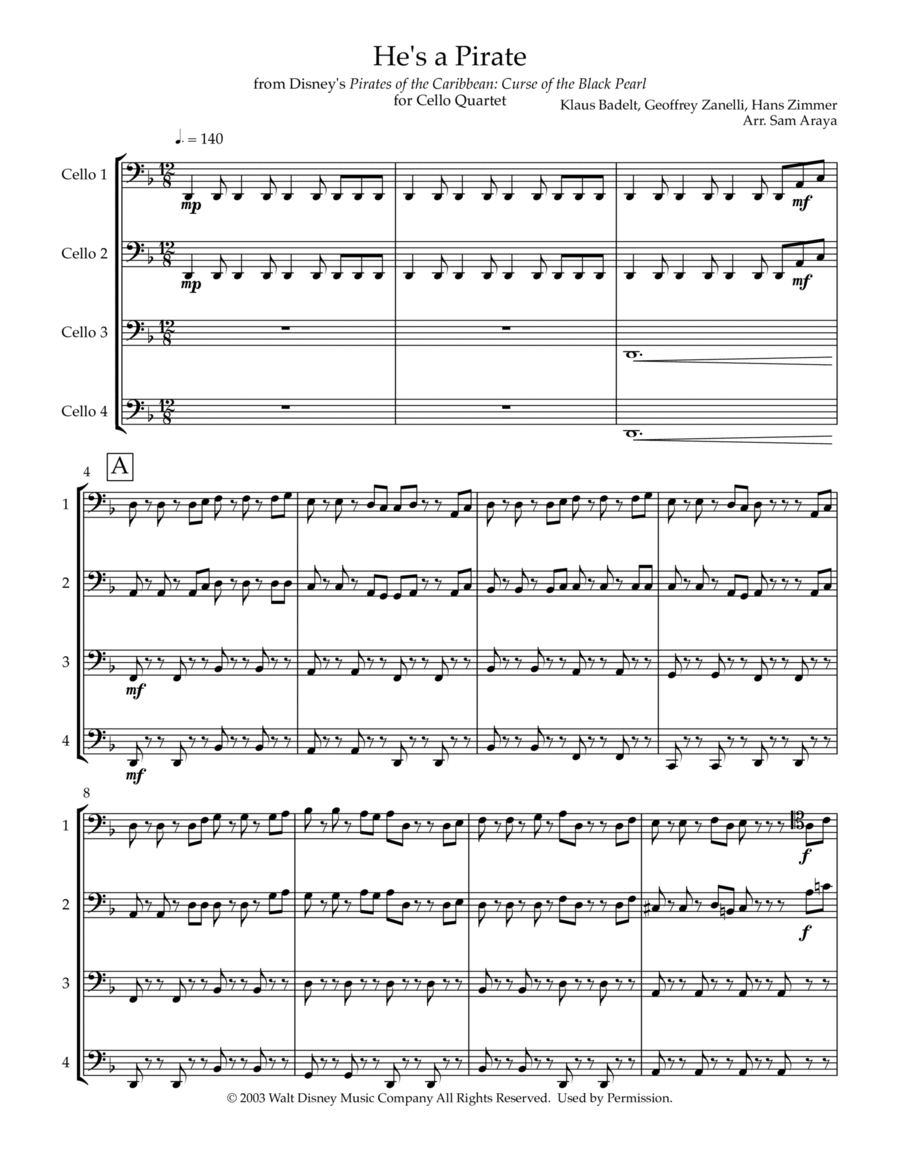 2 cello pirates of the caribbean on sale