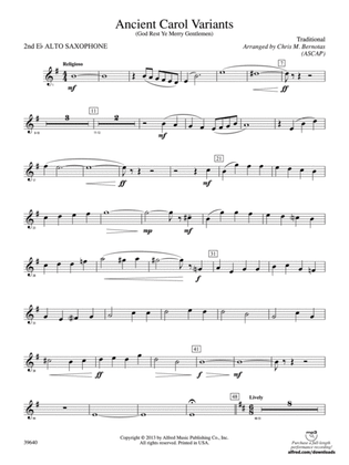 Ancient Carol Variants: 2nd E-flat Alto Saxophone