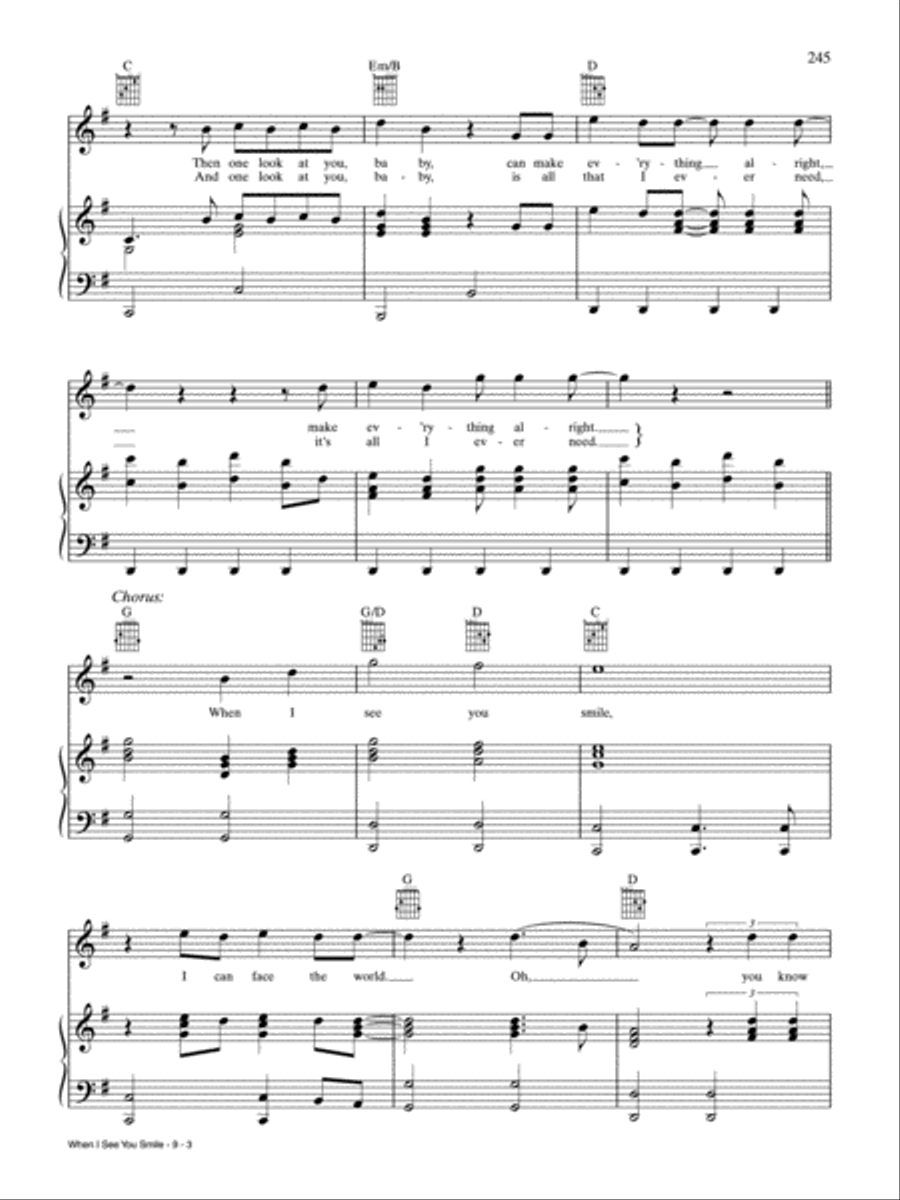 When I See You Smile Piano, Vocal, Guitar scores gallery preview page 3