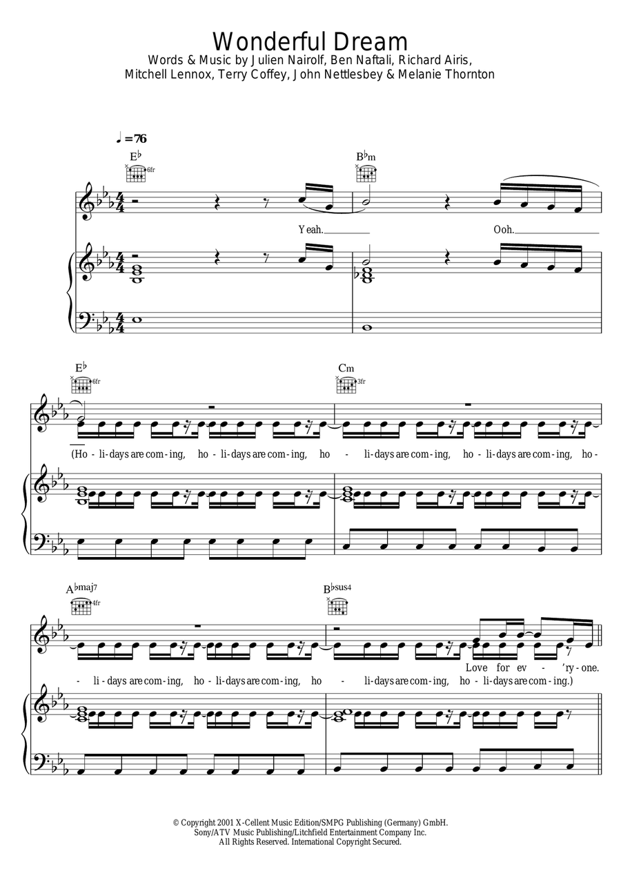 Wonderful Dream (Holidays Are Coming) Guitar scores gallery preview page 1