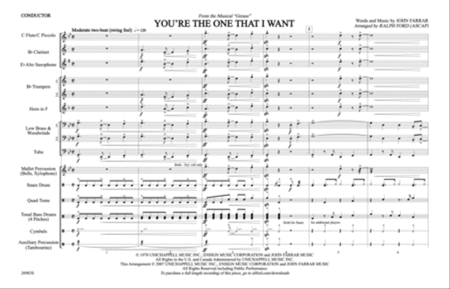 You're the One That I Want (from the musical Grease) Marching Band scores gallery preview page 2