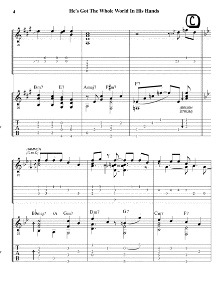 He's Got The Whole World In His Hands (Guitar Duet arrangement - both parts in standard notation wit