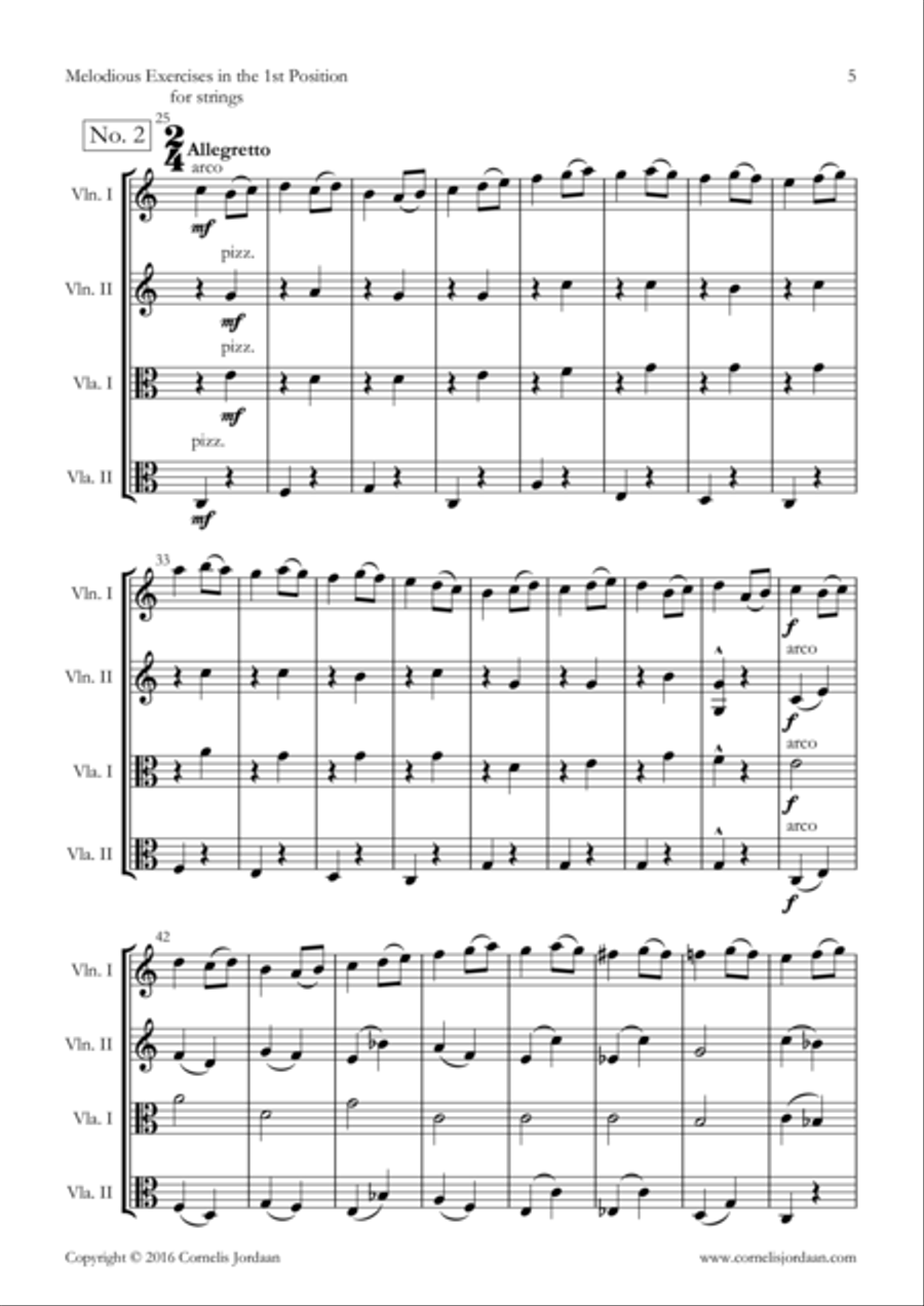 Melodious Exercises in the 1st Position, for 2 violins & 2 violas String Duet scores gallery preview page 5