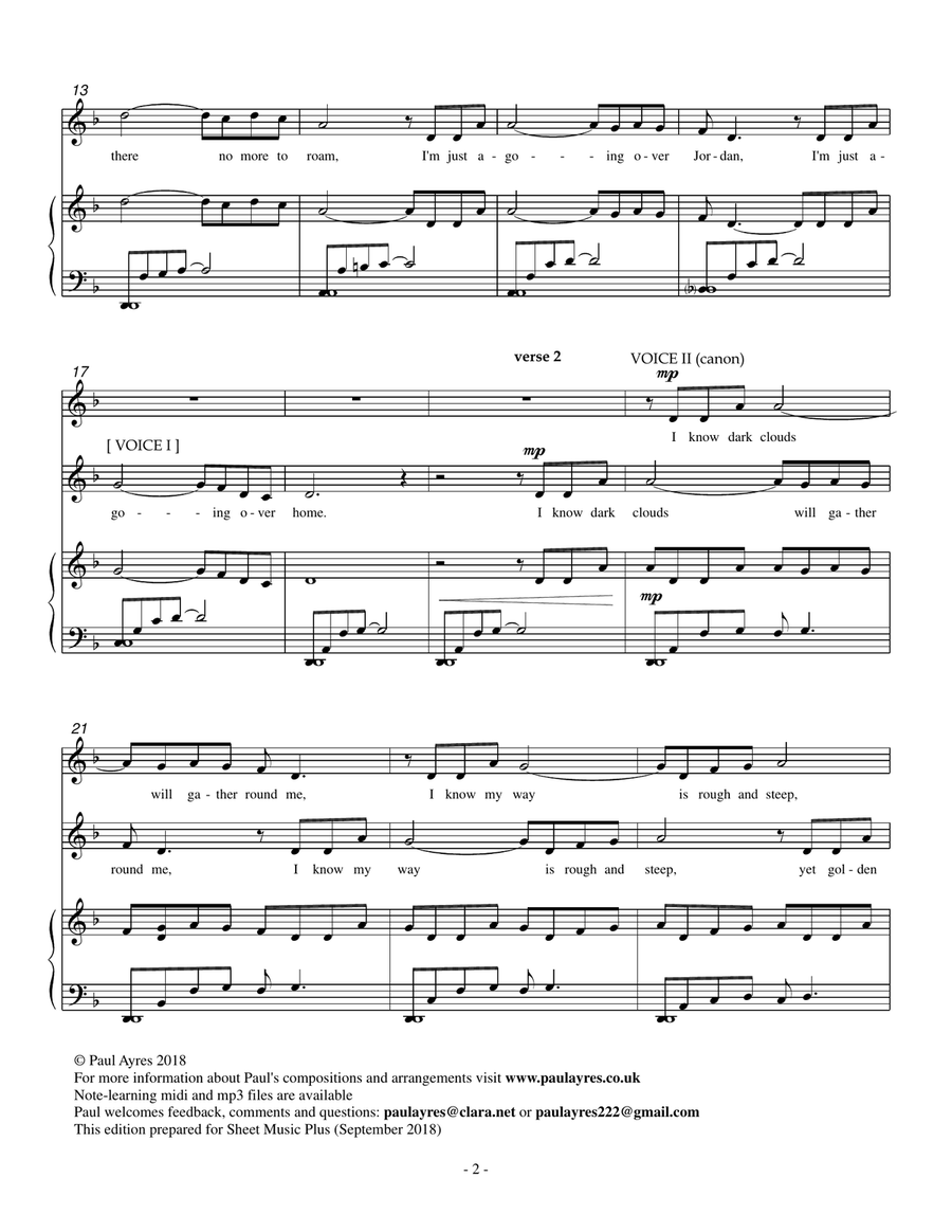 I'm just a poor wayfaring stranger, for choir and piano 4-Part scores gallery preview page 3