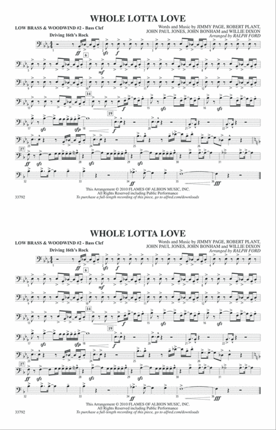 Whole Lotta Love: Low Brass & Woodwinds #2 - Bass Clef Marching Band scores gallery preview page 1