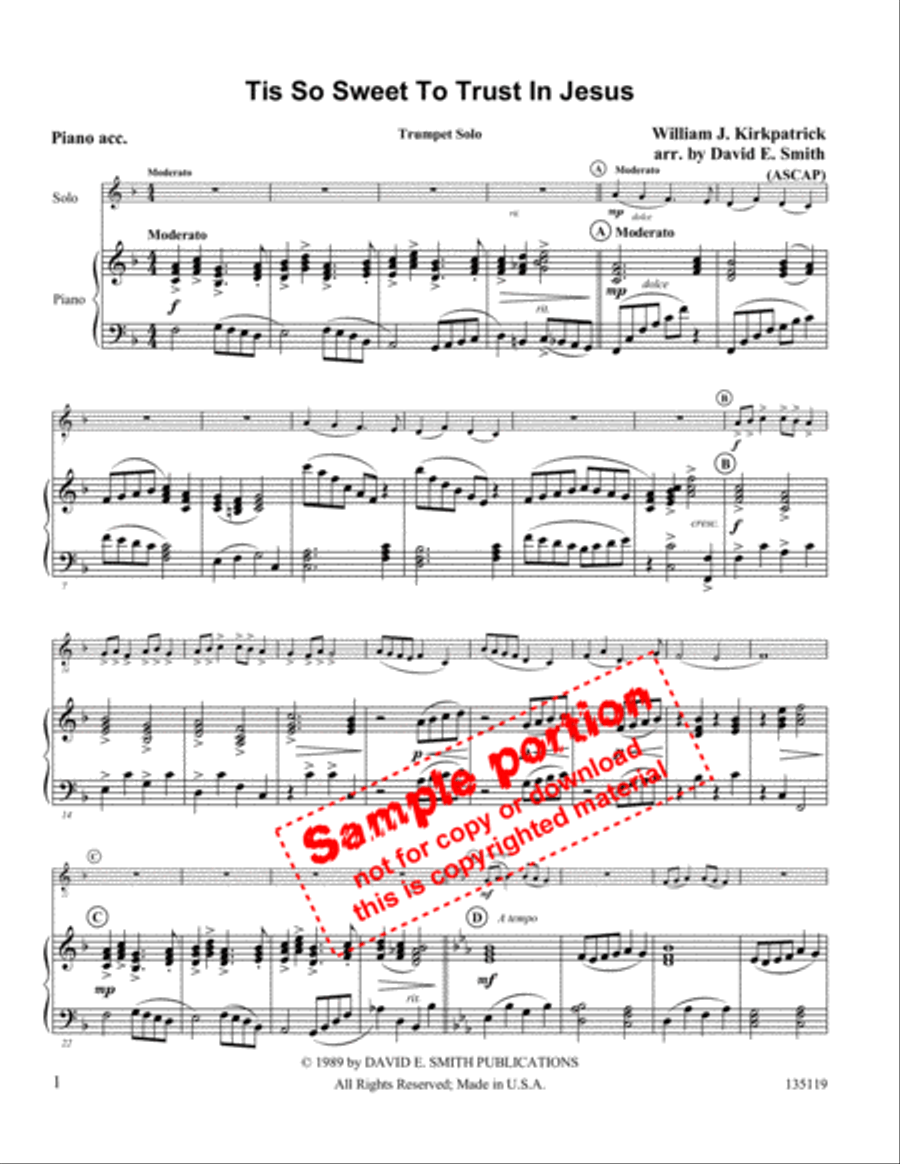 Tis So Sweet to Trust in Jesus Flute scores gallery preview page 2