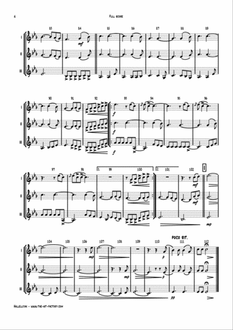 Hallelujah Woodwind Trio scores gallery preview page 4