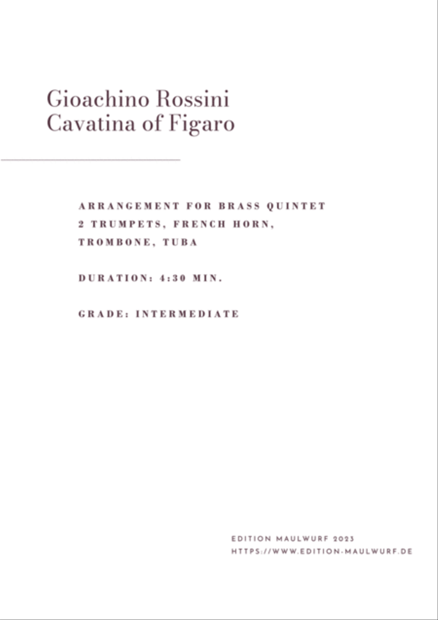 Cavatina of Figaro Cavatina of Figaro Brass Quintet scores gallery preview page 2