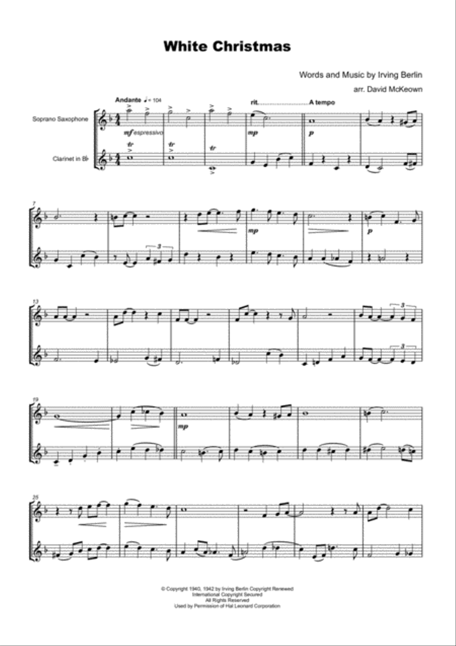 White Christmas Woodwind Duet scores gallery preview page 2