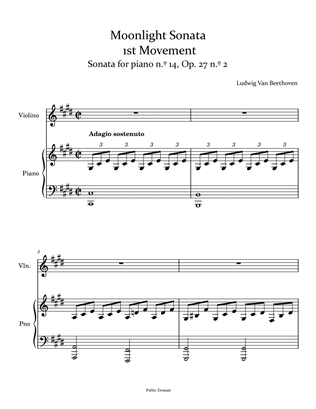 Book cover for Moonlight Sonata - Violin and Piano - 1st movement