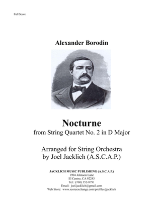 Book cover for Nocturne from Borodin's String Quartet No. 2 arranged for String Orchestra