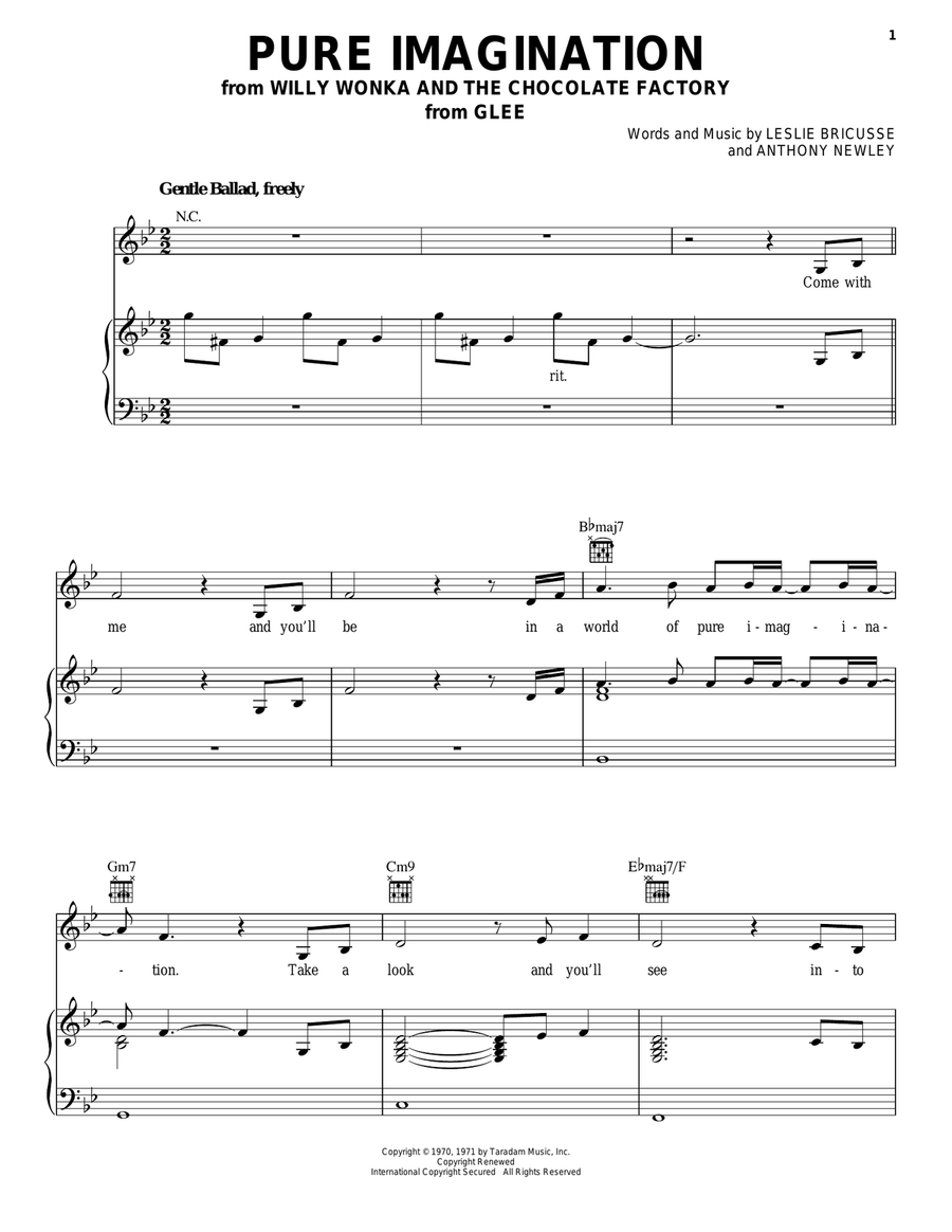 Pure Imagination Piano, Vocal, Guitar scores gallery preview page 1