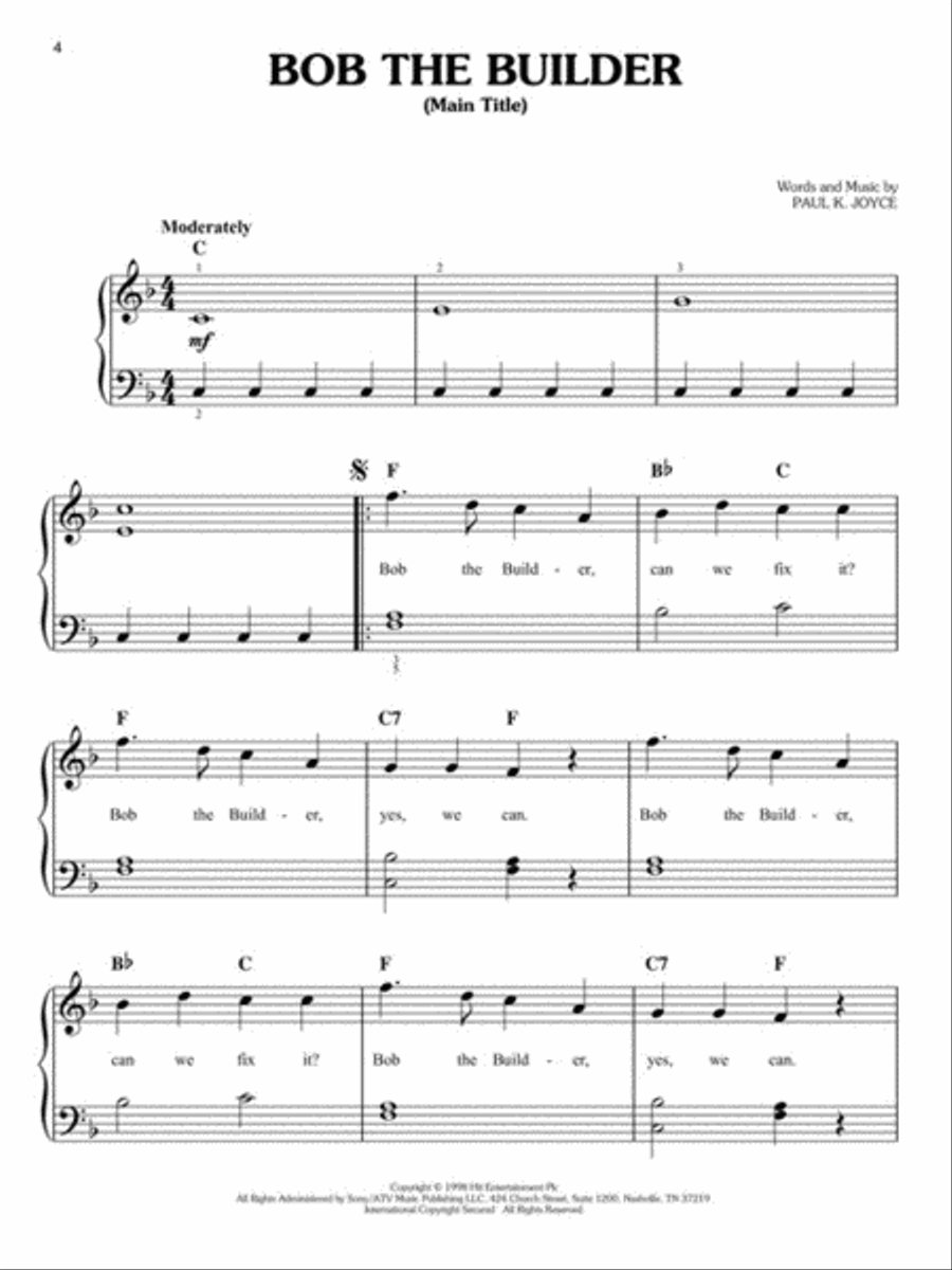 Cartoon Tunes - 3rd Edition Easy Piano scores gallery preview page 4