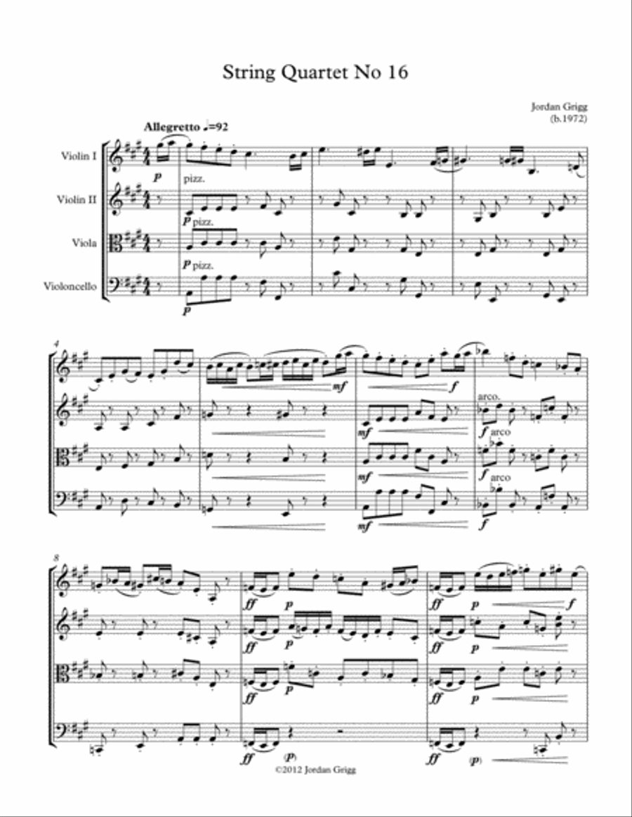 String Quartet No.16 String Quartet scores gallery preview page 1