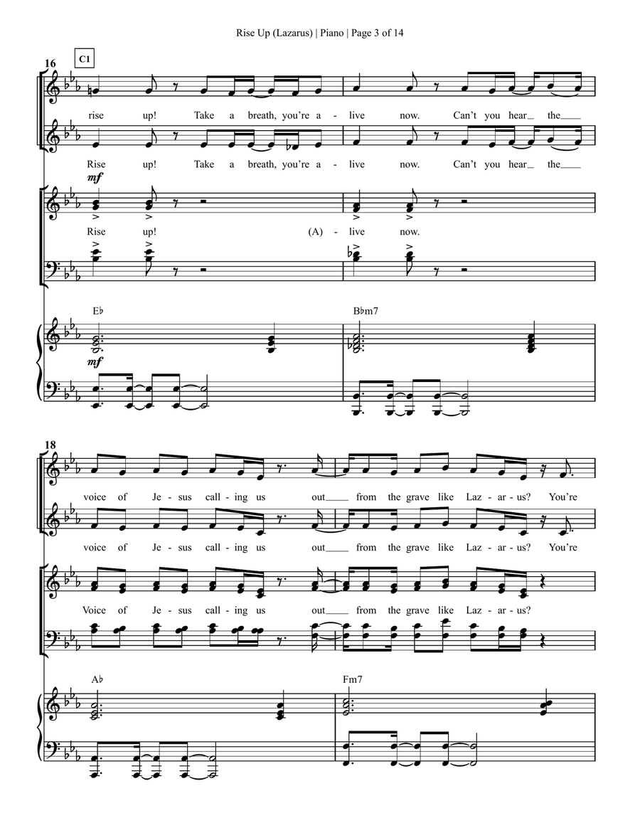 Rise Up (lazarus) 4-Part scores gallery preview page 4