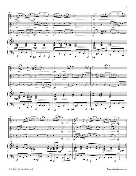 Air from Suite no 3, arranged for three flutes and piano image number null