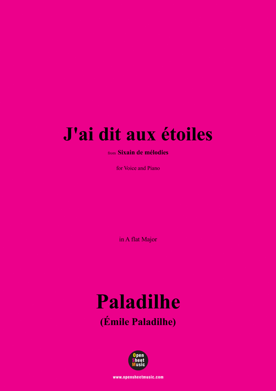 Paladilhe-J'ai dit aux étoiles(Sérénade),in A flat Major Voice scores gallery preview page 1