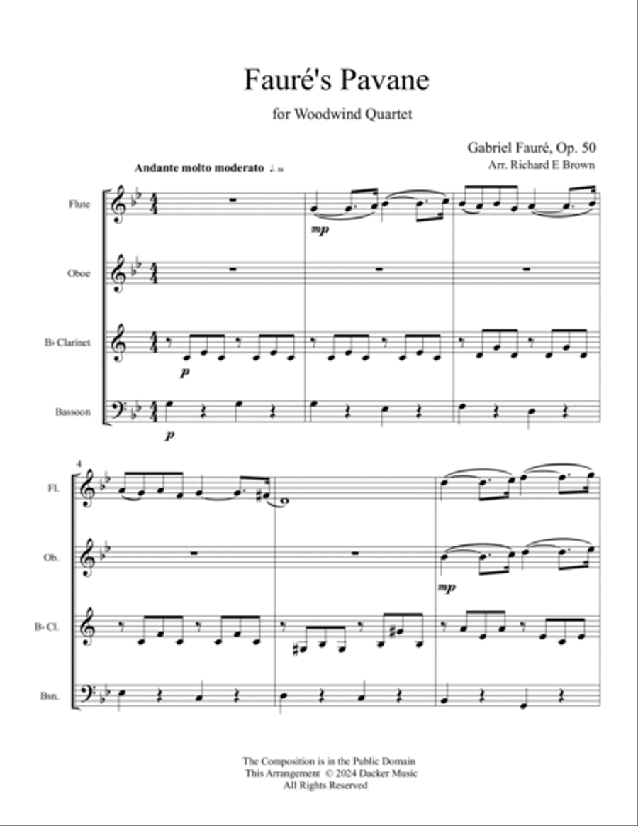 Fauré's Pavane - Woodwind Quartet Woodwind Quartet scores gallery preview page 3