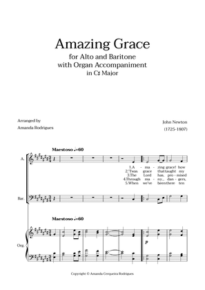 Amazing Grace in C# Major - Alto and Baritone with Organ Accompaniment