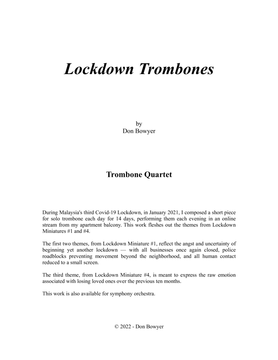 Lockdown Trombones (Trombone Quartet) Trombone Quartet scores gallery preview page 1